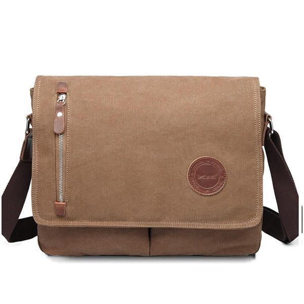 Skuldertaske I Lærred Til Mænd Casual Messenger Bag Retro Bærbar Taske