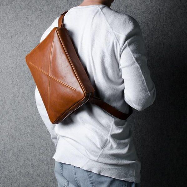Solid Casual Multifunktion Laptop Crossbody-taske Til Mænd