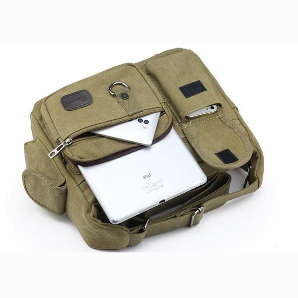 Stor Kapacitet Mænd Casual Canvas Skulder Taske Rejse Crossbody Taske