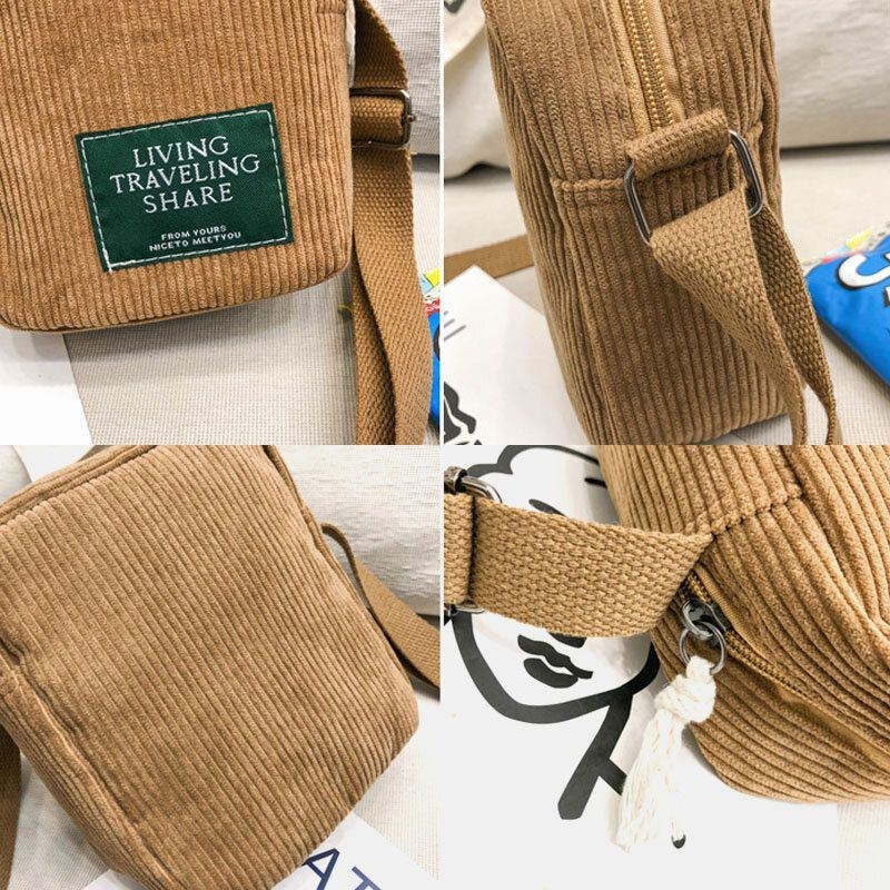 Unisex Fløjlsbukser Til Mænd Retro Mini Universal Udendørs Telefontaske Crossbody Taske Skuldertaske