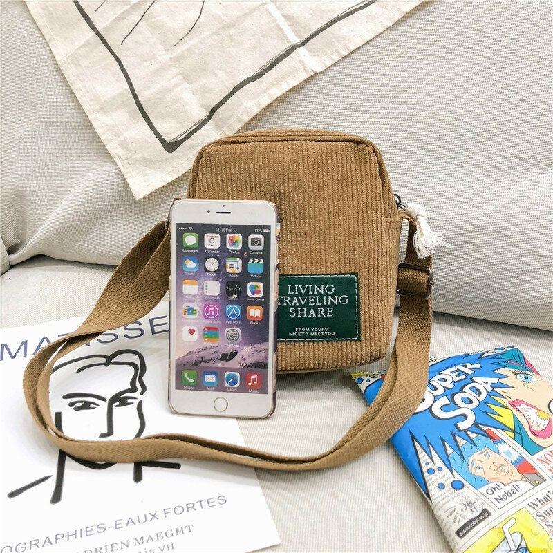 Unisex Fløjlsbukser Til Mænd Retro Mini Universal Udendørs Telefontaske Crossbody Taske Skuldertaske