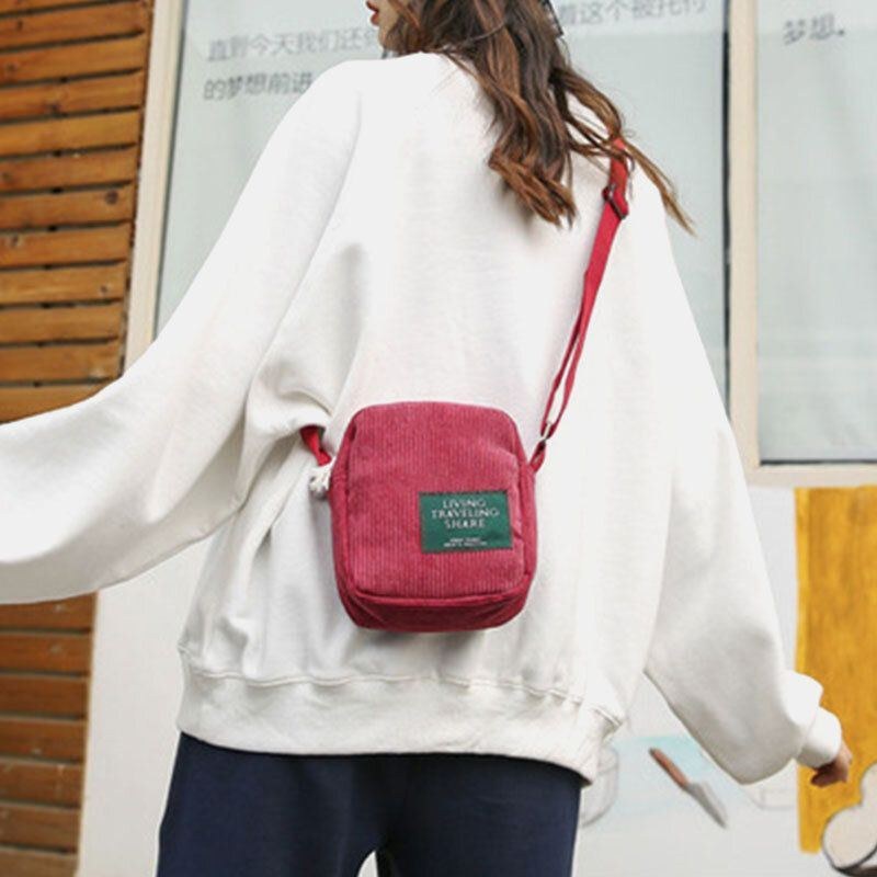 Unisex Fløjlsbukser Til Mænd Retro Mini Universal Udendørs Telefontaske Crossbody Taske Skuldertaske