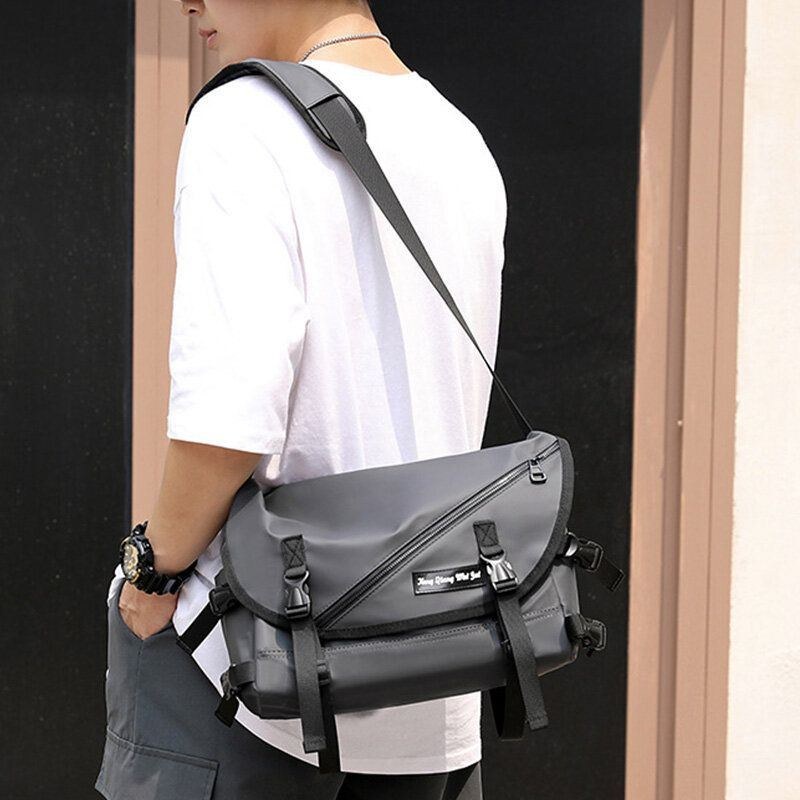 Unisex Mænd Med Stor Kapacitet Ryg Anti-tyveri Lomme Crossbody Tasker Minimalistisk Spænde Nylon Messenger Bag Skuldertaske