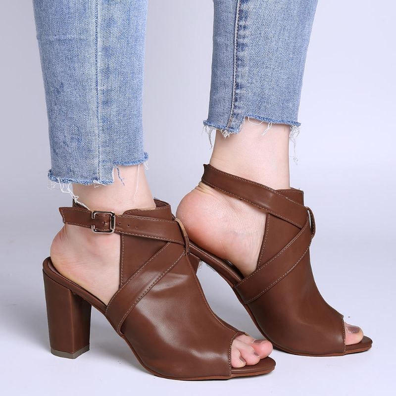 Dame Peep Toe Slingback Spænde Højhælede Pumps